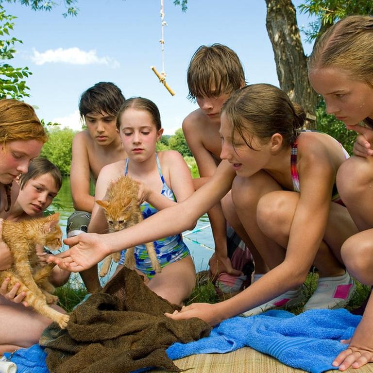 Kinder mit Katzen